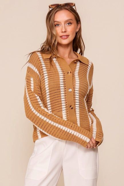 Stripe Crochet Spring Sweater