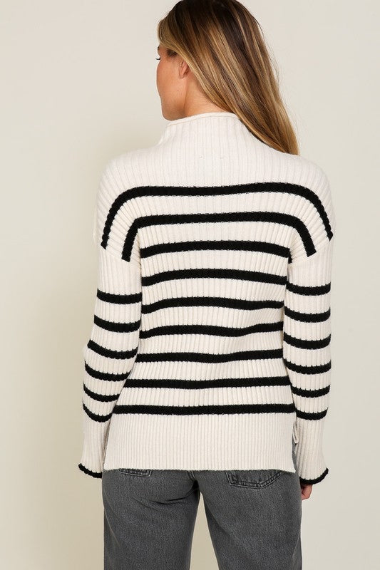 Mock Neck Split Sleeve Sweater