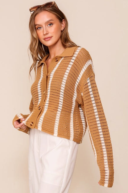 Stripe Crochet Spring Sweater