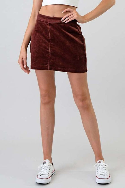 Cord Zipper Mini Skirt