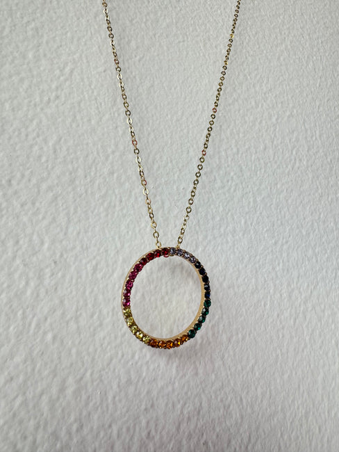Dainty Rainbow Circle Necklace