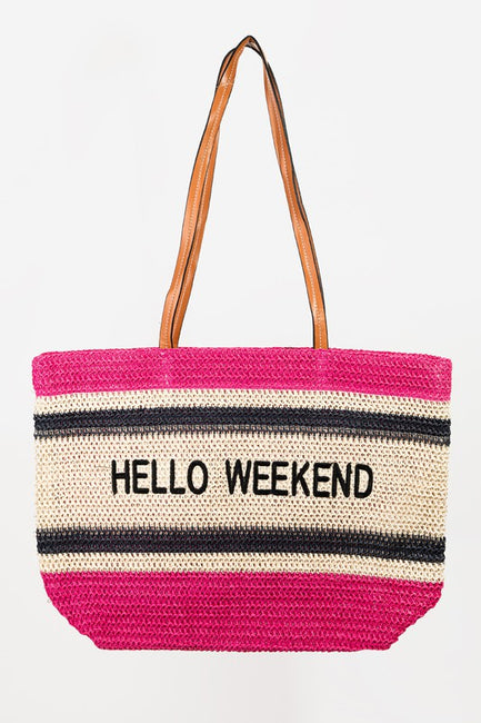 Hello Weekend Straw Bag